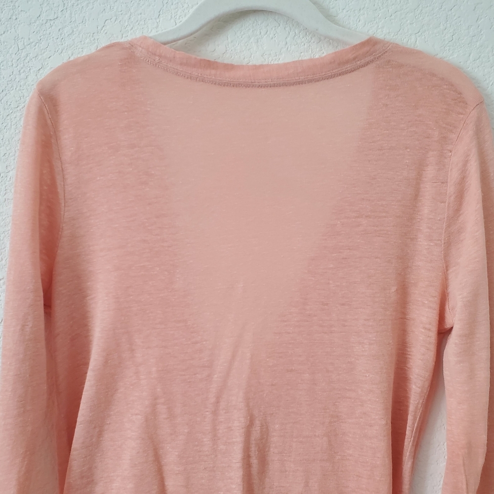 J. Crew 100% Linen Blush Pink Long Boyfriend Cardigan Sweater XS Preppy - Picture 11 of 14